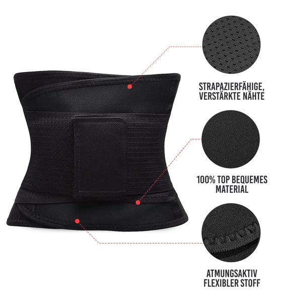 Schwarzer Waist Trainer für Hula-Hoop Training, Fitness Korsett und Bauchweggürtel